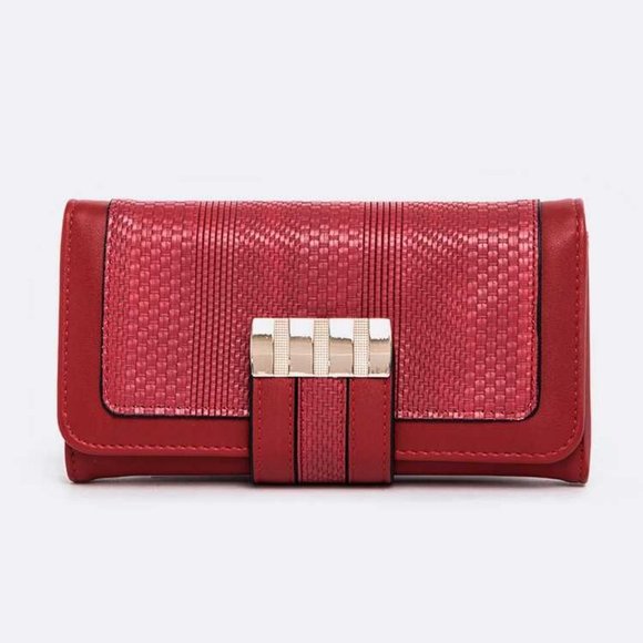 Diona j Handbags - Texture Fashion Long Wallet - Burgundy